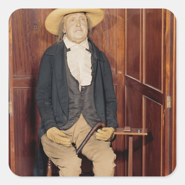 Embalmed body of Jeremy Bentham Square Sticker (Front)