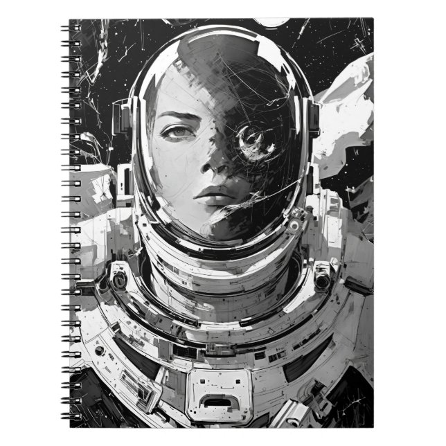 Embark on Cosmic Journey: Striking Girl Astronaut  Notebook (Front)