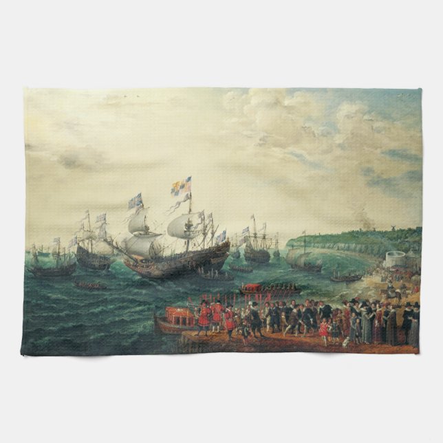 Embarkation at Margate of the Elector Palatine  Kitchen Towel (Horizontal)