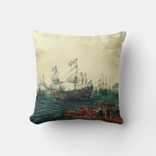 Embarkation at Margate of the Elector Palatine  Throw Pillow