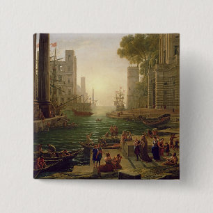 Embarkation of St. Paula Romana at Ostia, 1637-39 2 Inch Square Button