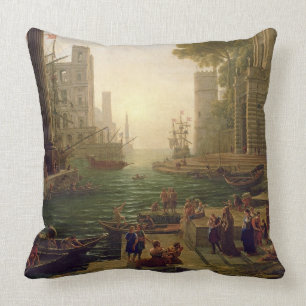 Embarkation of St. Paula Romana at Ostia, 1637-39 Throw Pillow