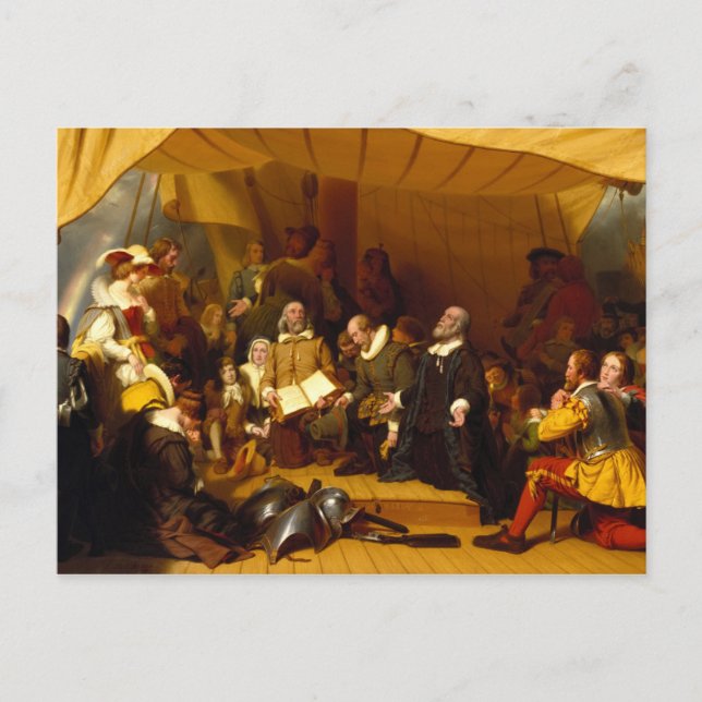 Embarkation of the Pilgrims by Robert Walter Weir Postcard (Front)