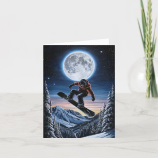 Embarquement De Neige Sur Carte Vierge Pleine lune