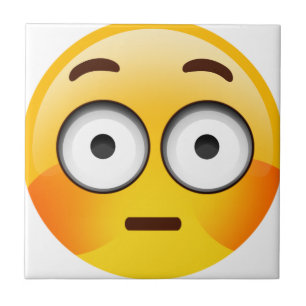 Embarrassed Emoji with flushed cheeks Tile
