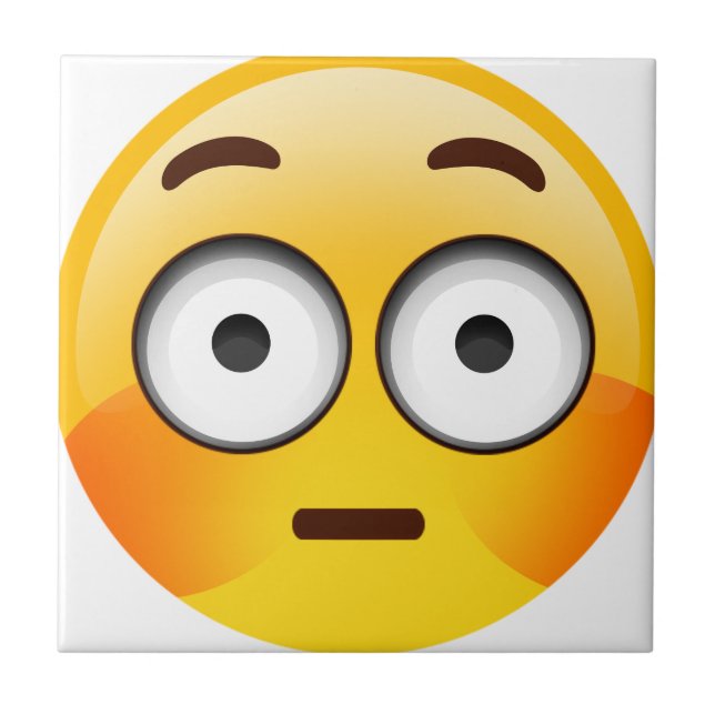 Embarrassed Emoji  with flushed cheeks Tile (Front)