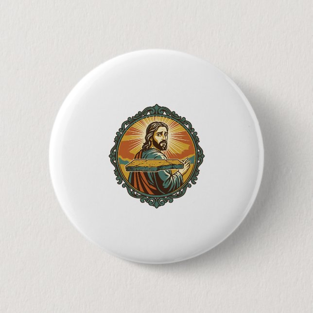 Embarrassed Jesus Tripping Flat Surface Public Clu 2 Inch Round Button (Front)