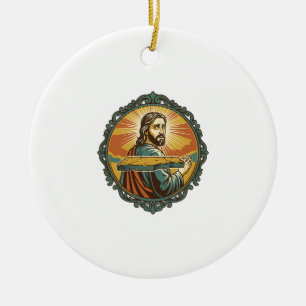 Embarrassed Jesus Tripping Flat Surface Public Clu Ceramic Ornament