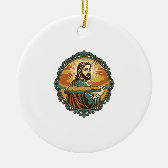 Embarrassed Jesus Tripping Flat Surface Public Clu Ceramic Ornament (Front)
