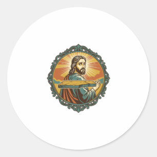 Embarrassed Jesus Tripping Flat Surface Public Clu Classic Round Sticker