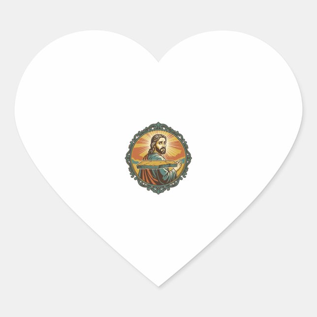 Embarrassed Jesus Tripping Flat Surface Public Clu Heart Sticker (Front)