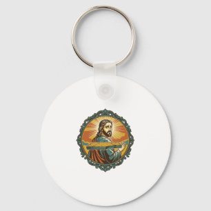 Embarrassed Jesus Tripping Flat Surface Public Clu Keychain