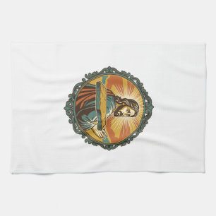 Embarrassed Jesus Tripping Flat Surface Public Clu Kitchen Towel