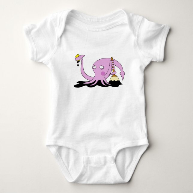 Embarrassed Squid Baby Bodysuit (Front)
