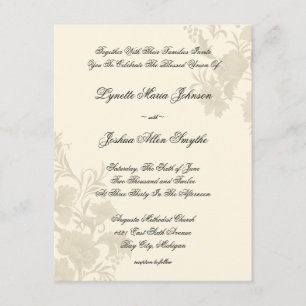 Embassy Floral Ecru Creme Wedding Invitations