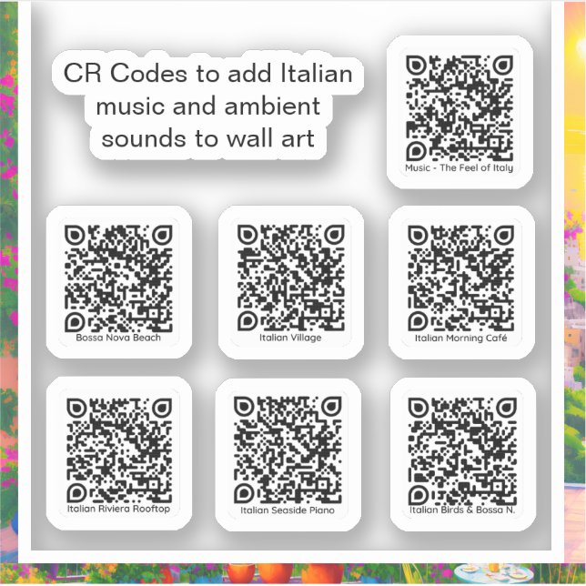 Embed Italian Music & Sounds QR Code Stickers (Front)