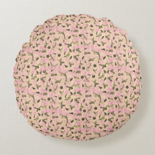Embellished Floating Bows   Round Pillow