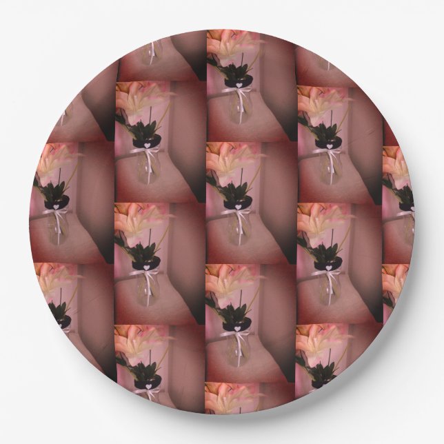 Embellished Flower Abstract Paper Plate (Front)