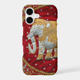 Embellished Indian Elephant Red and Gold