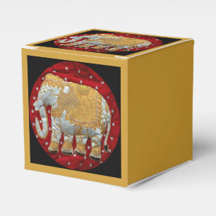 Embellished Indian Elephant Red and Gold Favor Box