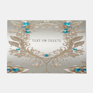 Embellishing Gold Blue Stones Doormat