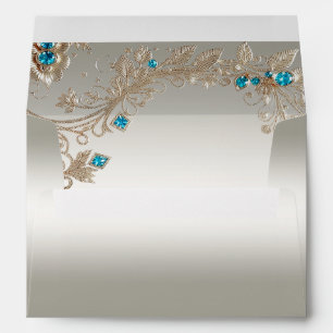Embellishing Gold Blue Stones Envelope