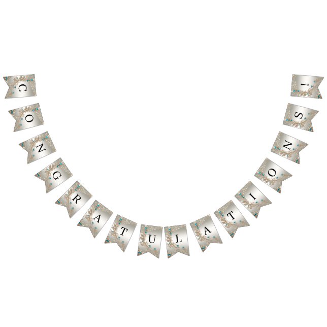 Embellister Gold Blue Stones Bunting Drapeau (Tout)
