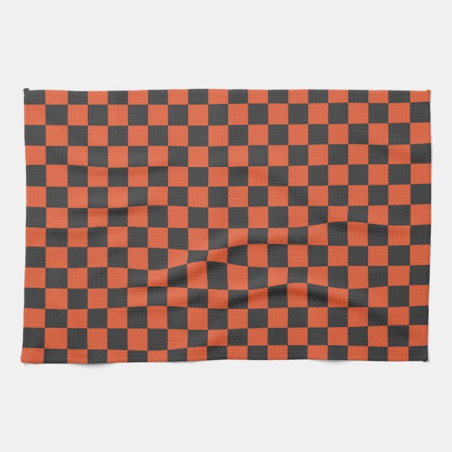 Ember and ash checkerboard pattern kitchen towel (Horizontal)