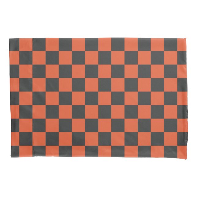 Ember and ash checkerboard pattern pillowcase (Front-Left)