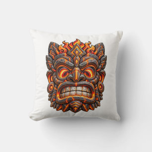 Ember Carved Tiki Throw Pillow
