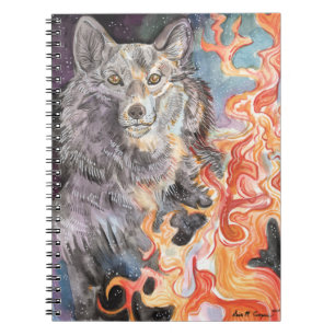 Ember Eyes Wolf Watercolor Notebook