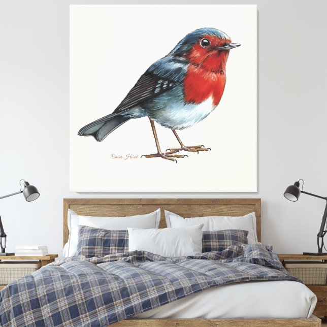 Ember Heart - Robin Canvas Print (Insitu(Bedroom))