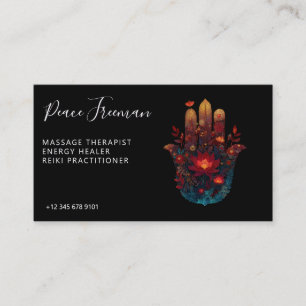 Ember Lotus   Hamsa Hand Design Business Card