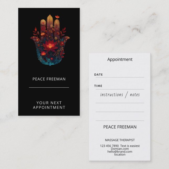 Ember Lotus | Hamsa Hand Design Business Card (Front/Back)