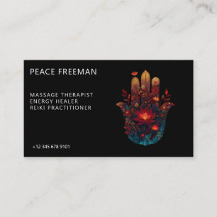 Ember Lotus   Hamsa Hand Design Business Card