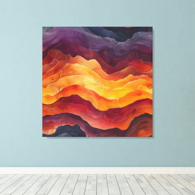 Ember Strata – Abstract Layers of Earth and Fire Canvas Print (Insitu(Wood Floor))