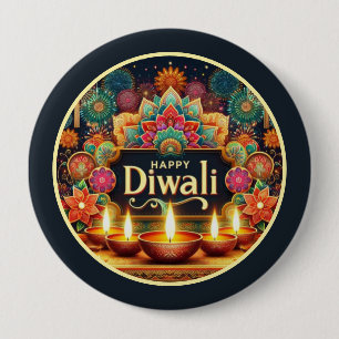 Embers of Joy and Tradition Diwali 4 Inch Round Button