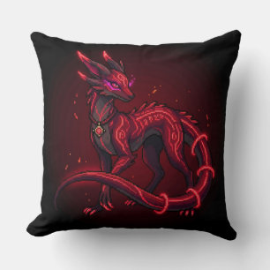 Emberveil Neon Rune Creature Gaming Throw Pillow