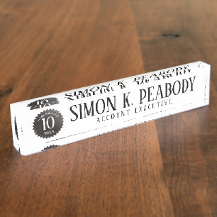 Emblem 10 year employee anniversary nameplate