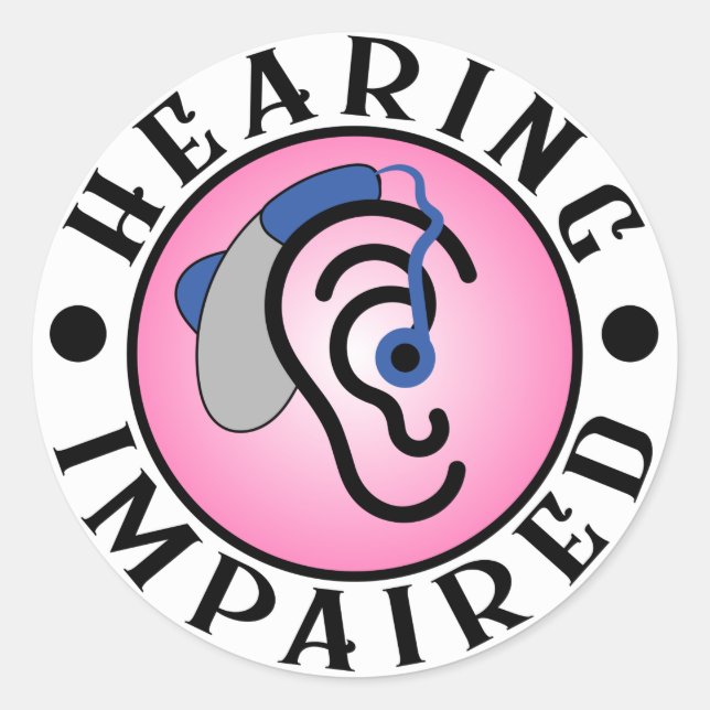 emblem for the hearing impaired classic round sticker (Front)