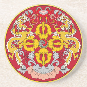 Emblem of Bhutan (རྒྱལ་ཡོངས་ལས་རྟགས་) Coaster
