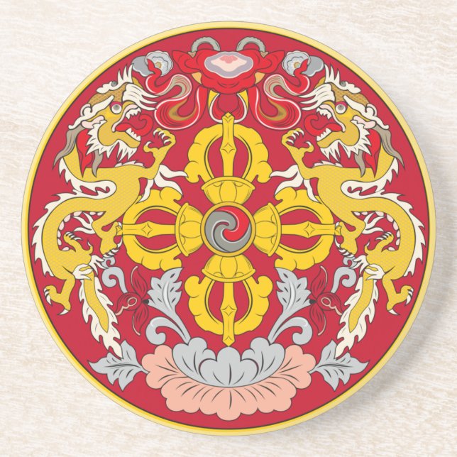Emblem of Bhutan (རྒྱལ་ཡོངས་ལས་རྟགས་) Coaster (Front)