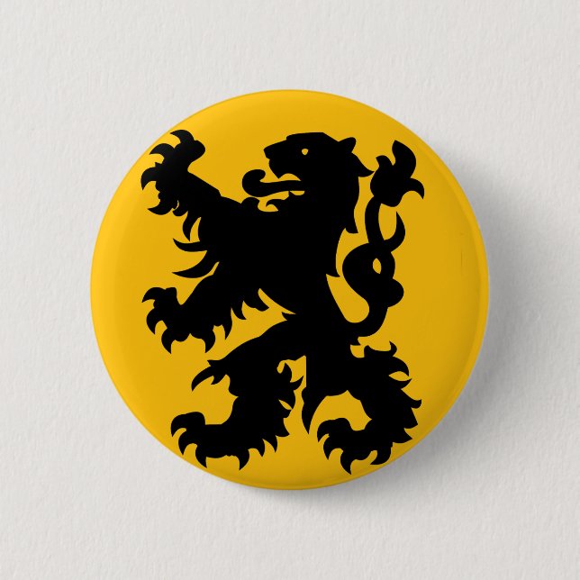 Emblem of Flemish Lion 2 Inch Round Button (Front)