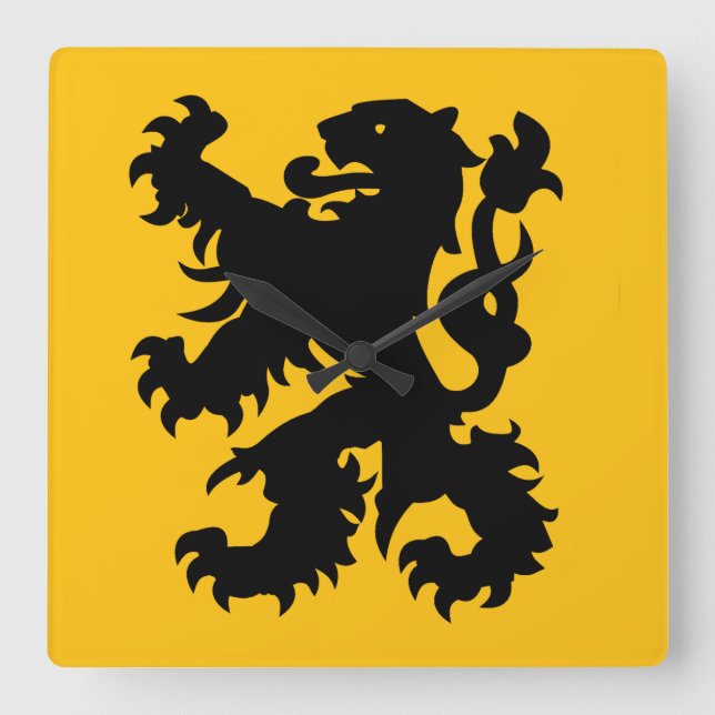 Emblem of Flemish Lion Square Wall Clock (Front)