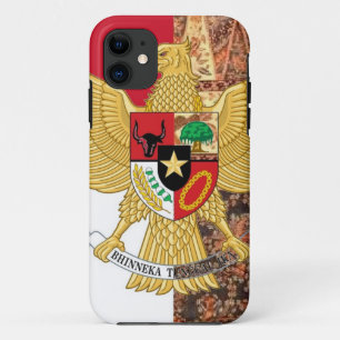 Emblem of Indonesia - Garuda Pancasila Batik Flag iPhone 11 Case