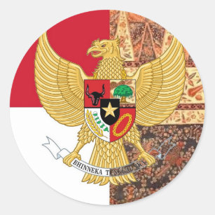 Emblem of Indonesia - Garuda Pancasila  Batik Flag Classic Round Sticker