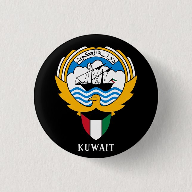 Emblem of Kuwait 1 Inch Round Button (Front)