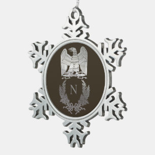 Emblem of Napoleon Bonaparte Snowflake Pewter Christmas Ornament