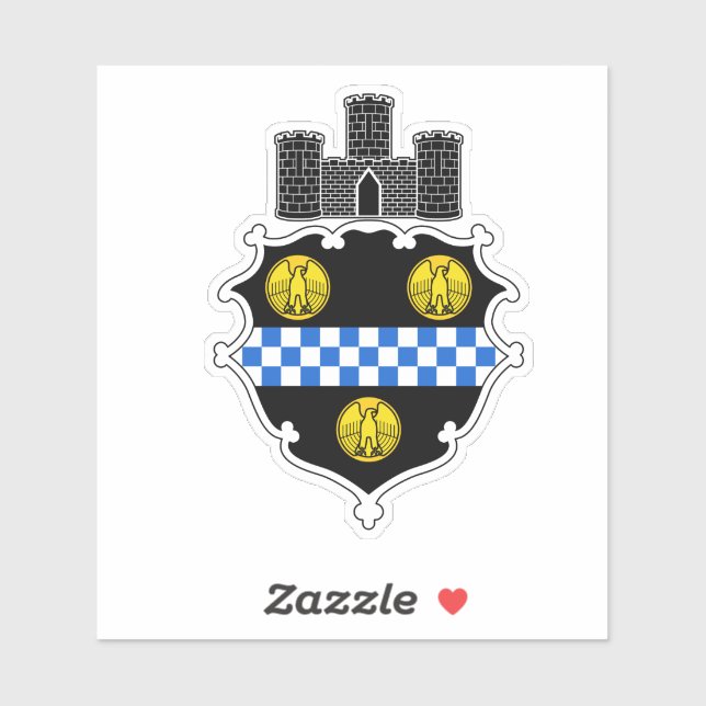 Emblem of Pittsburgh, Pennsylvania Vinyl Sticker (Sheet)