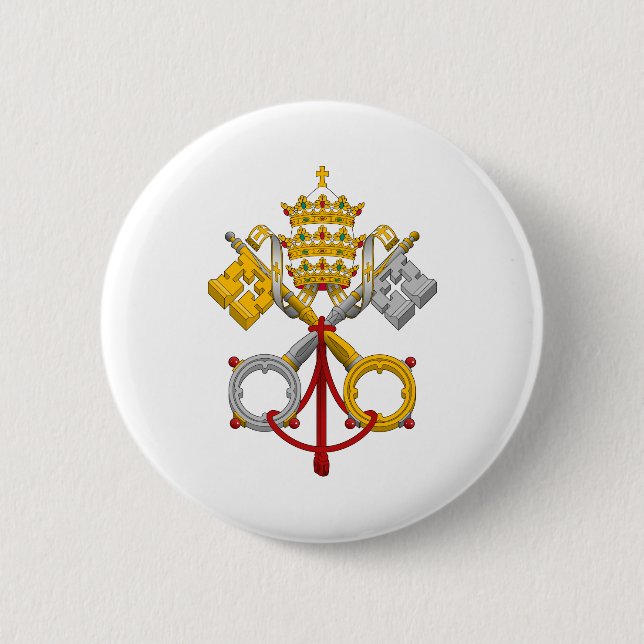 Emblem of the Papacy Official Pope Symbol Coat 2 Inch Round Button (Front)